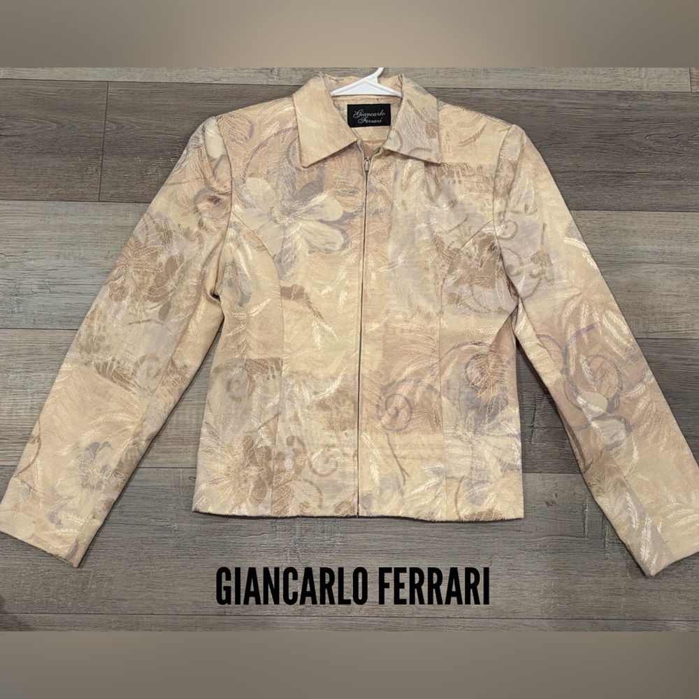Giancarlo Ferrari Jacquard Jacket • Zip Front Blazer • Made in USA • Size 6